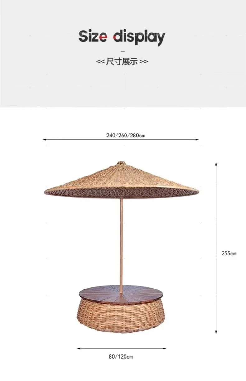 Leisure Villa Swimming Pool Parasol Garden Courtyard Rattan Sun Umbrella Hotel Resort Commercial Internet celebrity umbrell