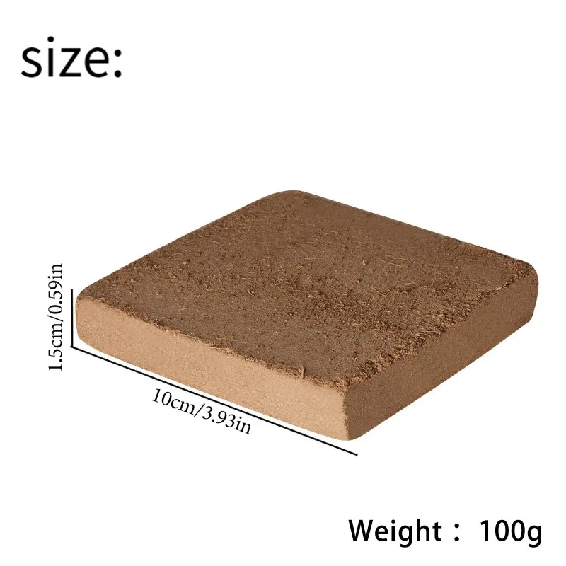 1 pezzo di mattone organico compresso Coco Coir Brick 10x10 cm Fibra di cocco Organico Terreno Pianta Media per la crescita Supporta la crescita delle piante