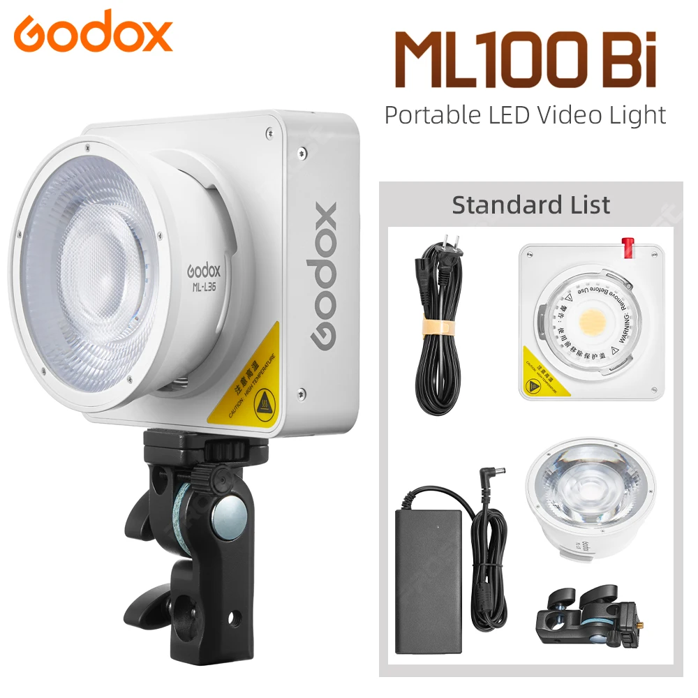 Godox ML100Bi Bi-Color Portable LED Light 120W Onboard & App Control Photography lamp for Video recording, live streaming