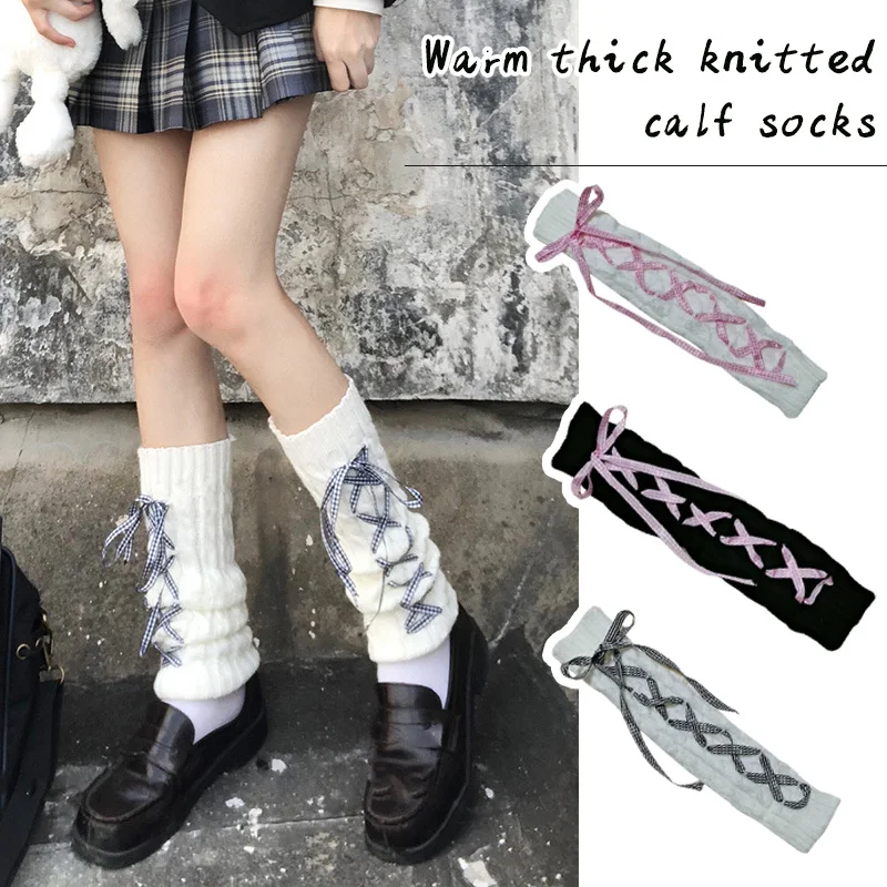 Scaldamuscoli pelosi dolci Lolita giapponesi Coprigambe lavorato a maglia Calzini moda invernale per ragazza da donna Calzini cosplay uniforme JK