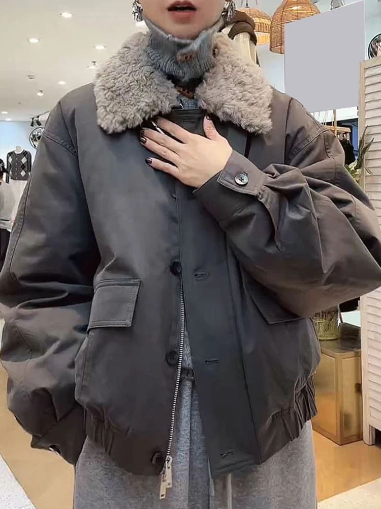 

Женская утепленная хлопковая куртка с воротником-стойкой, рабочая одежда, зимняя верхняя одежда, модная, универсальная, в корейском стиле, свободного кроя