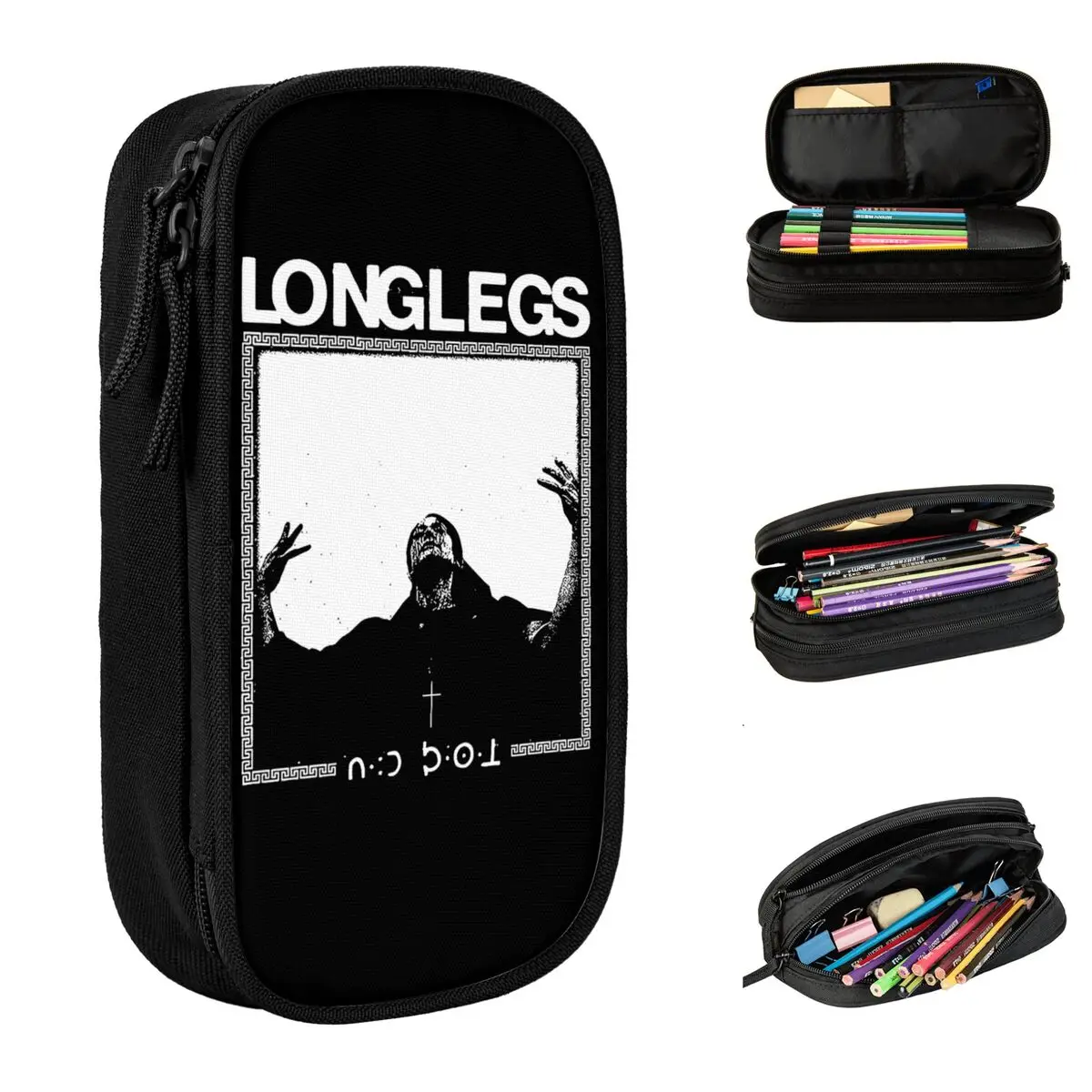 2024 LONGLEGS DON'T LET HIM IN Pencil Case Fashion horror movie Pen Bags for Student Big Capacity Office Cosmetic Pencilcases