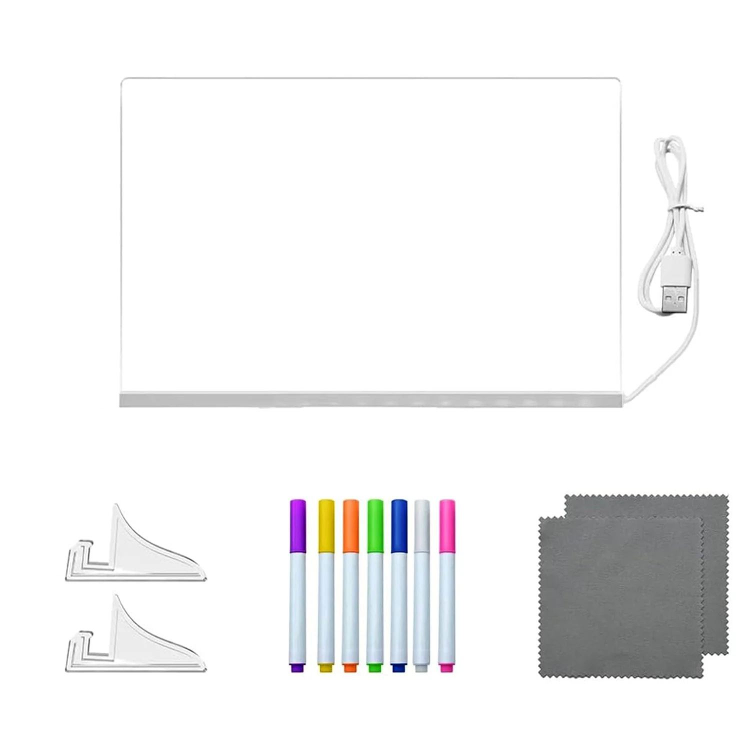 لوحة كتابة أكريليك مضيئة، لوحة رسائل سطح المكتب، لوحة مسح جاف LED، هدية مناسبة لكل من الرجال والنساء