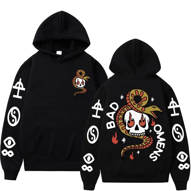 

Rock Band Bad Omens Snake and Skull Vintage Hoodie Men's Fashion Aesthetic Sweatshirt Unisex Harajuku Streetwear Classic Hoodies