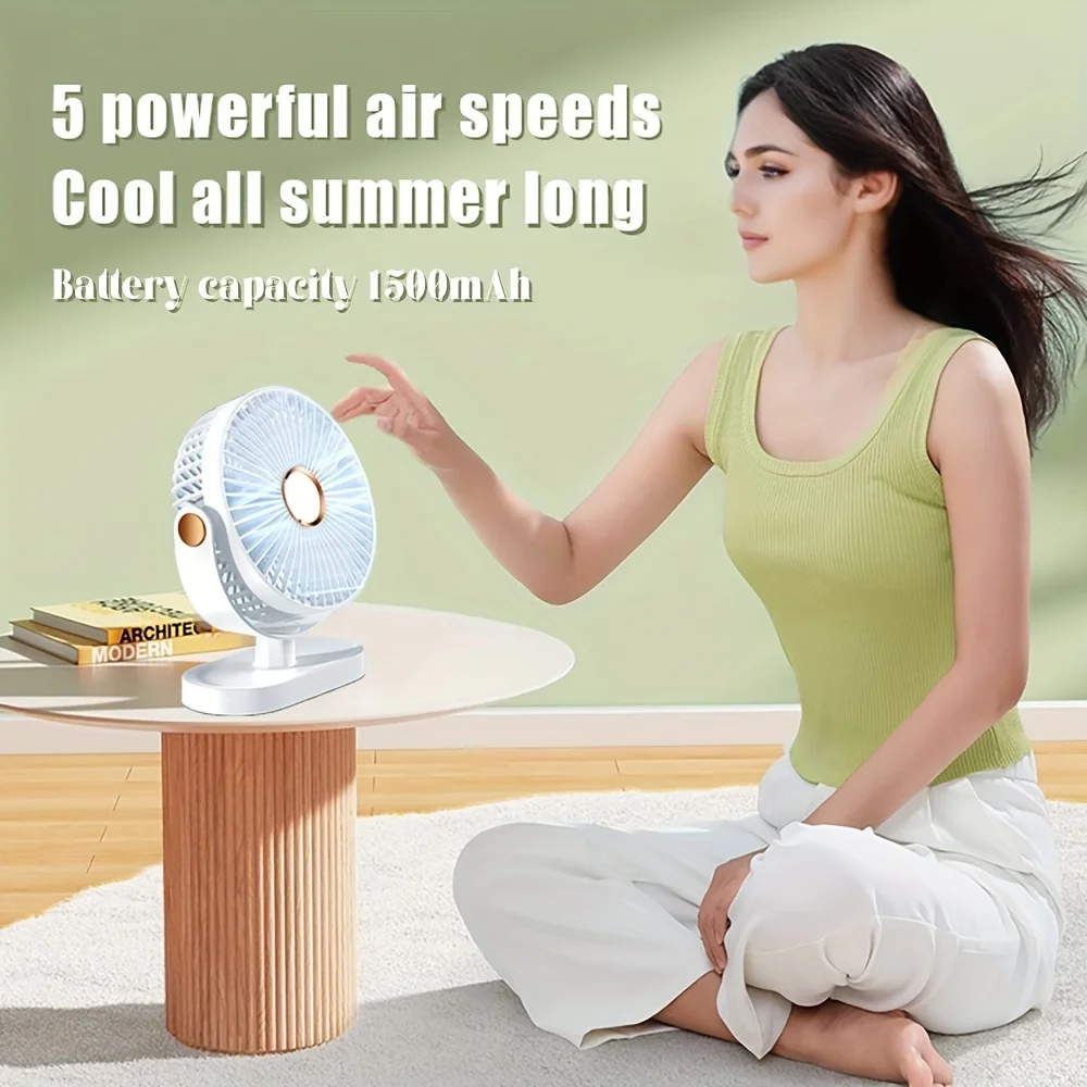 

USB Desktop Fan - 7.2-inch, Silent, 5-speed, ° Rotation, Powerful and Quiet, with Hook - Compact for Office and Travel Cooling