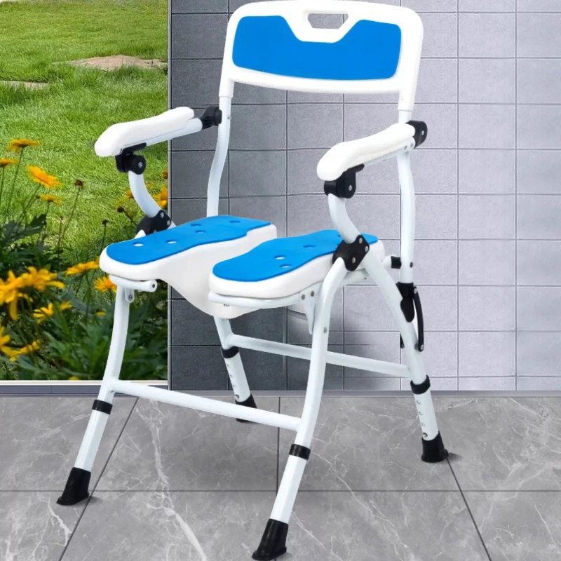 Home Furniture Elderly Shower Chair Anti-slip Bath Stool Adjustable Height Lightweight Aluminum Stools 3D Groove Bathroom Chairs