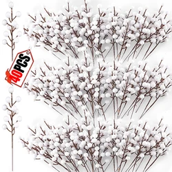 Christmas Berries Branch Fake Plants Flowers Artificial White Holly Berry Stamen Wreath Ornaments for Xmas Tree Party Home Decor