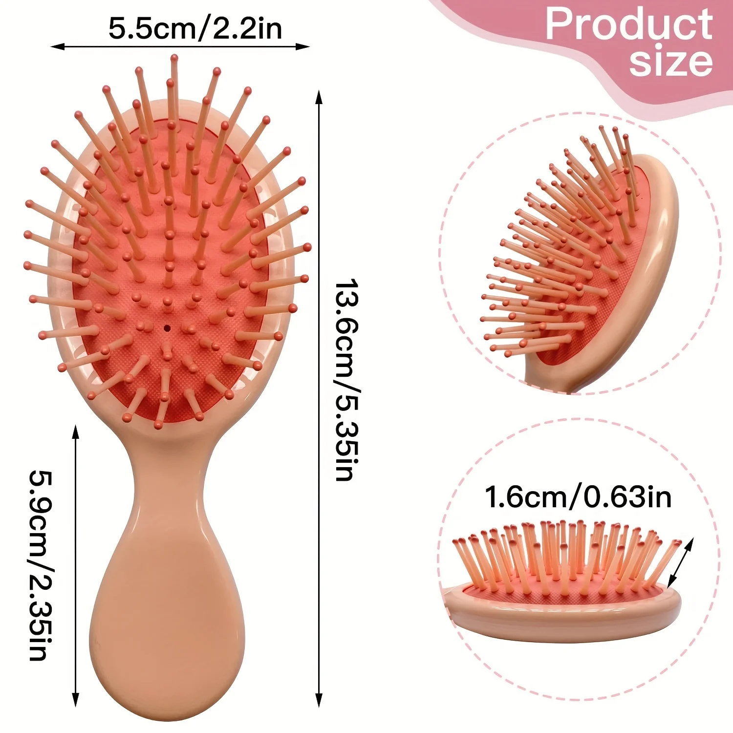 Pcs Mini Detangling Hair Brush Set, Wet Hair Comb with Plastic Bristle, Finishing Comb for Normal Hair Type, Knot-Free & Breakag