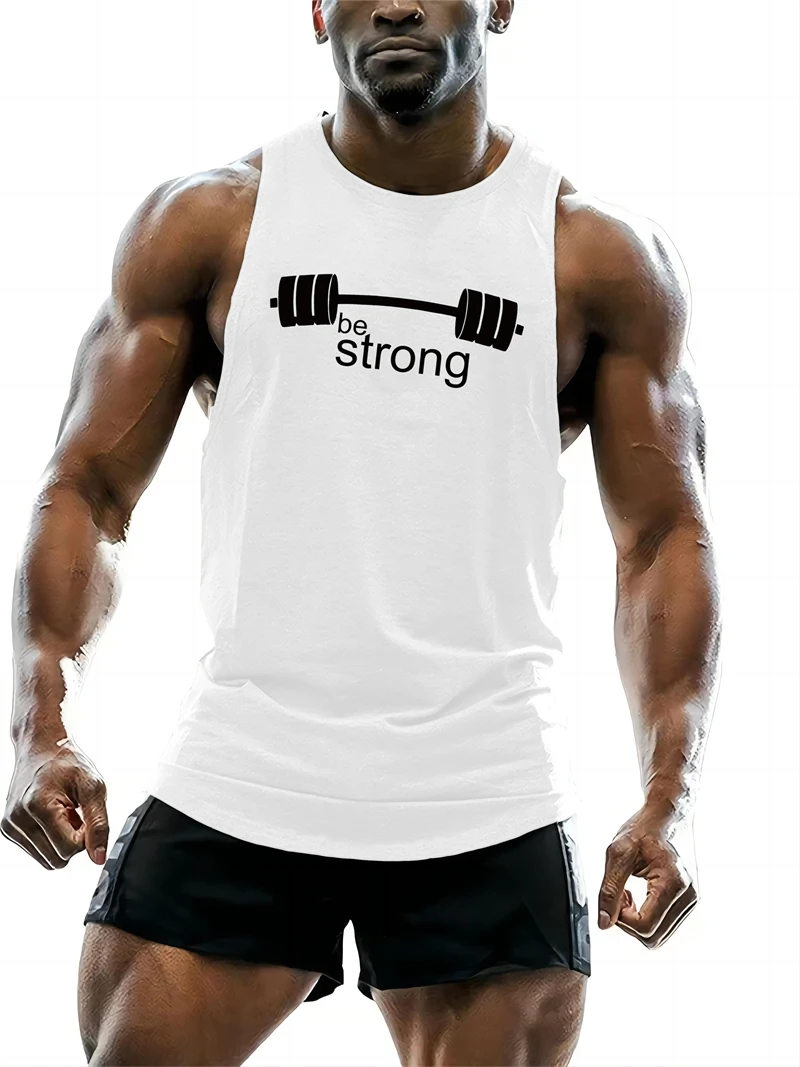 

Simple Dumbbell Graphic Tank Tops For Men Summer Fashion 3D Printed Outdoor Sports Vest Loose Streetwear Gym Training Tees Tops
