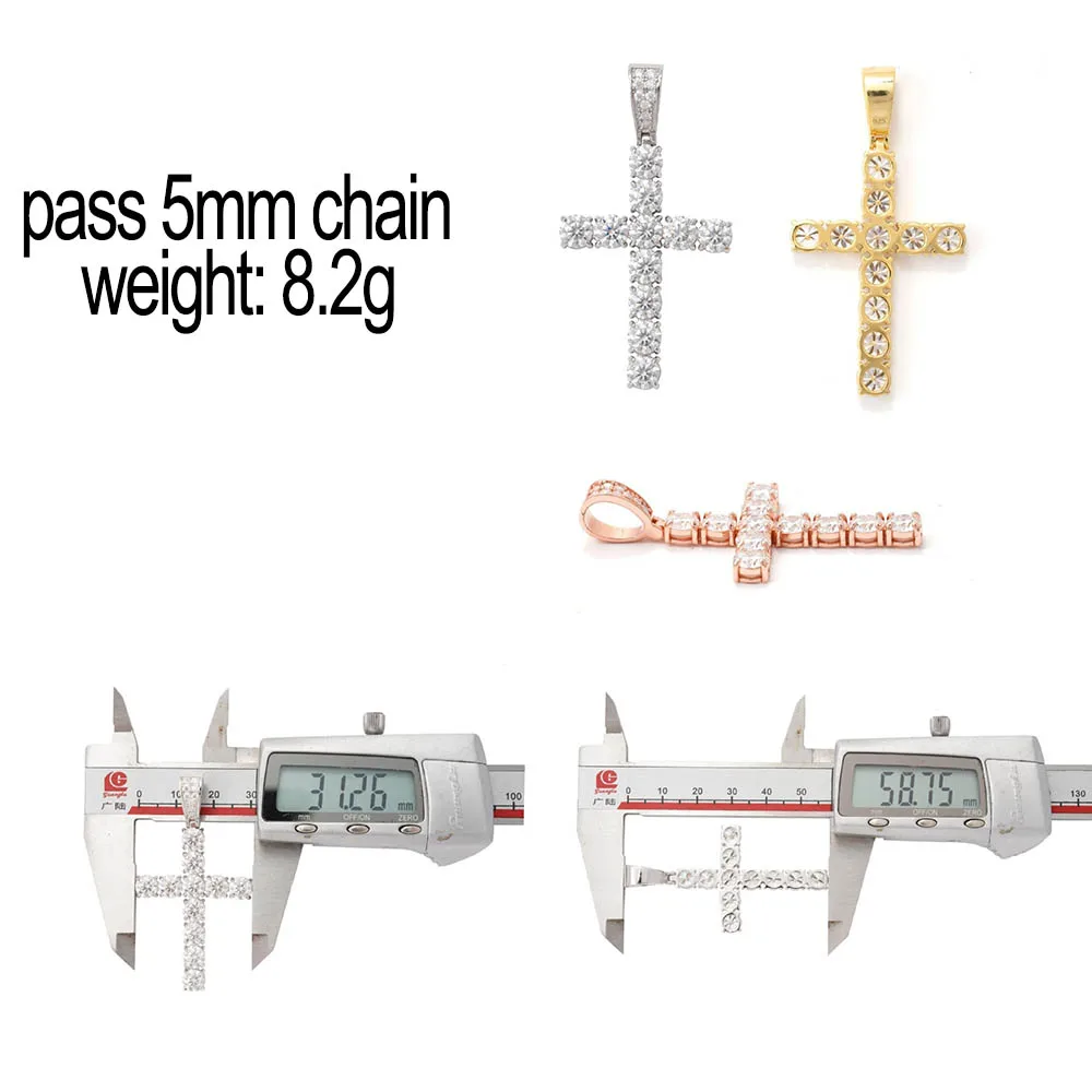 Hiphop 6MM D Color Moissanite Cross Pendant 925 Sterling Silver Plated Rose Gold for Women Men Rock Jewelry Pass Diamond Tester - Image 5