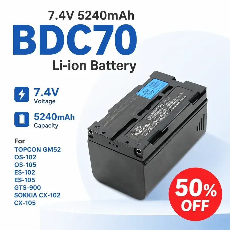 

7.4V 5240mAh BDC70 Li-ion Battery for TOPCON GM52 OS-102 OS-105 ES-102 ES-105 GTS-900 SOKKIA CX-102 CX-105