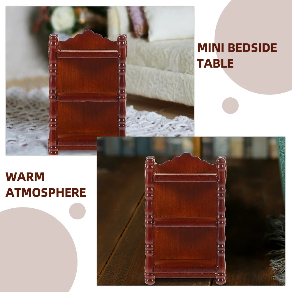 2 szt. Miniaturowe stoliki nocne drewniane w skali 1/12 do domku dla lalek, szafka nocna do sypialni, kuchni, akcesoria do mini domku, dekoracja, symulacja