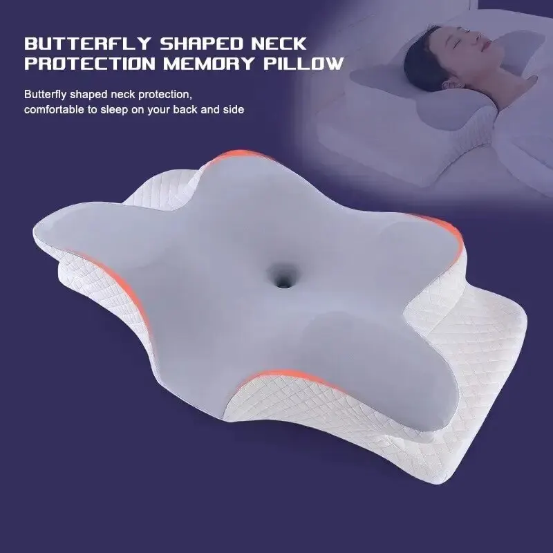 Nuovi cuscini in memory foam a forma di farfalla rilassante cervicale a rimbalzo lento cuscino per il collo sollievo dal dolore cuscino ortopedico per dormire Beding