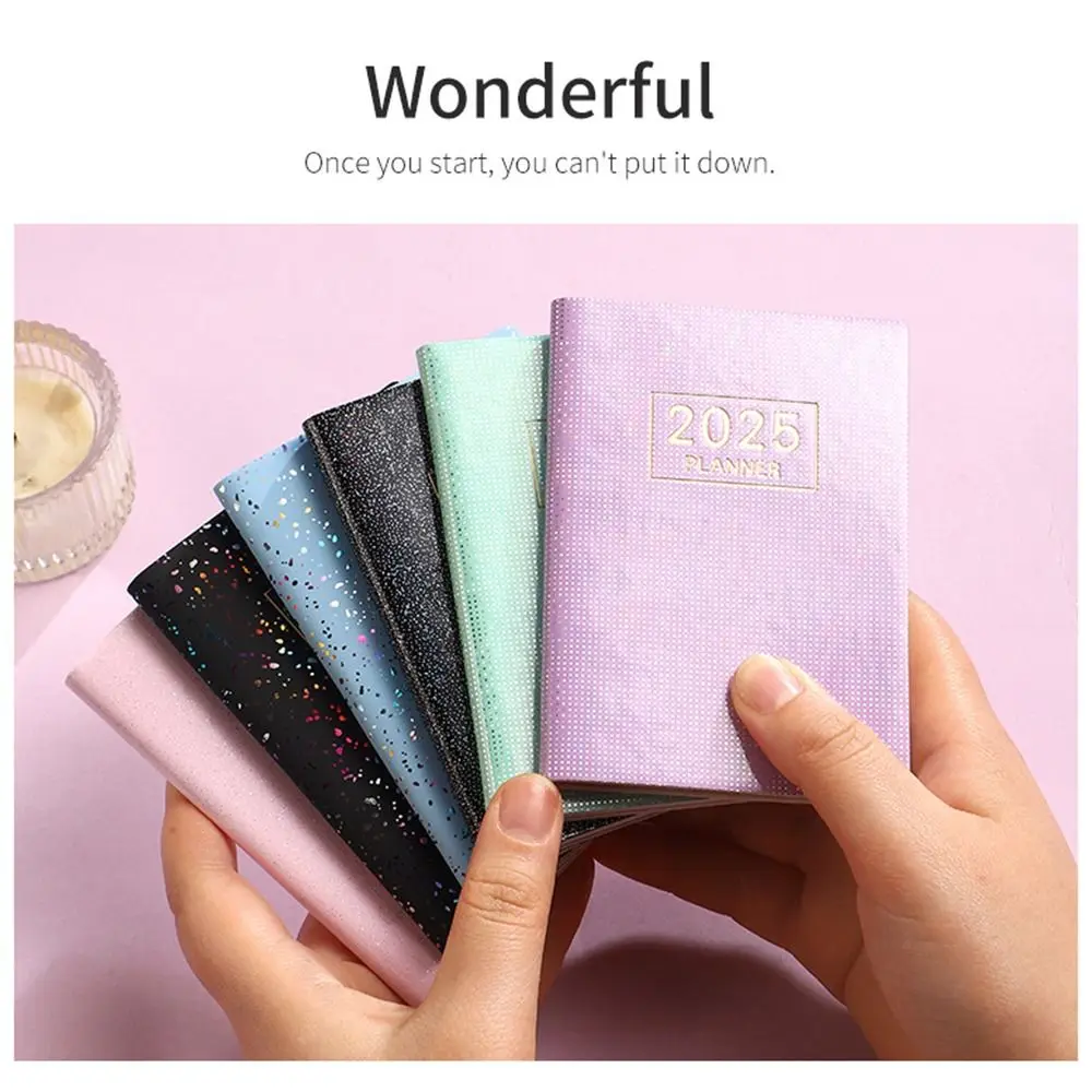 Diary Notepad Bling A7 Mini Pocket Notebook Colorful 2025 Efficiency Plan Notebook 12 Months English 365 Days Notepad School