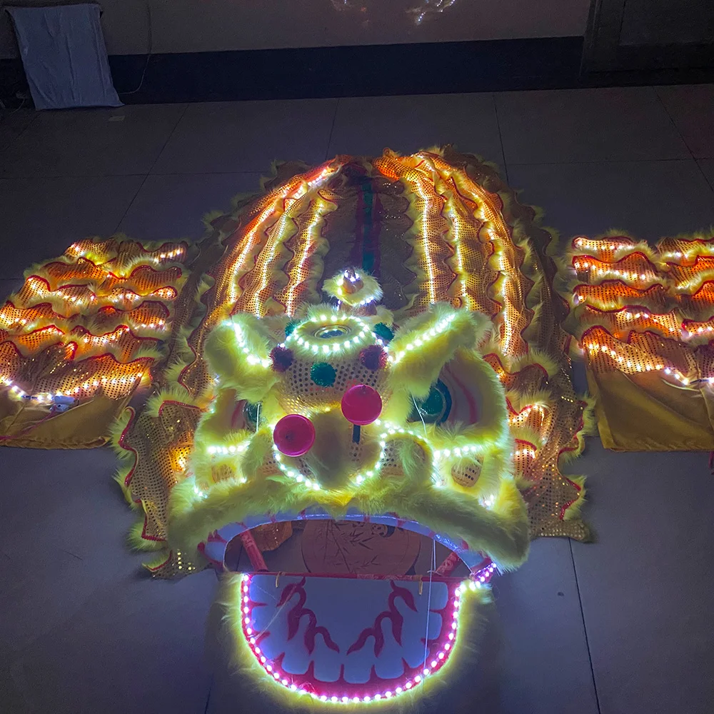 Chinese traditional LED lighting lion dance costume dance stage performance lion costume bar atmosphere props double lion