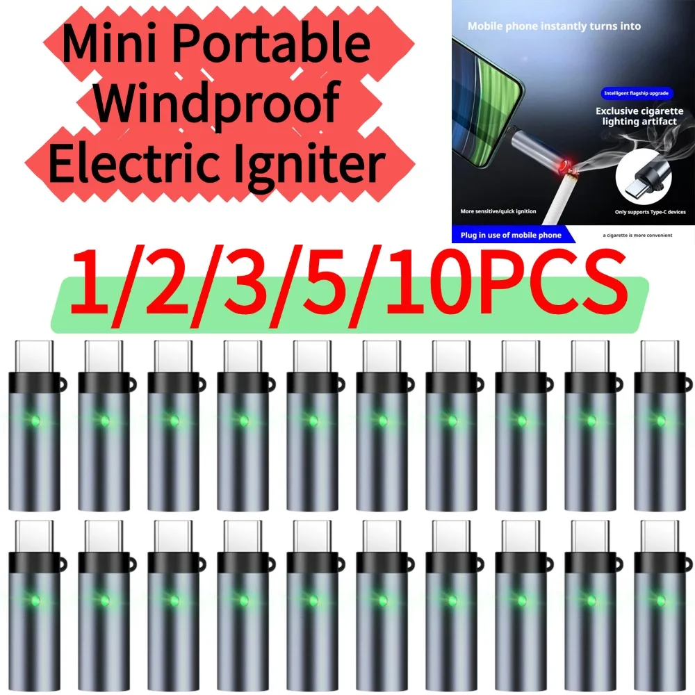 

1/2/3/5/10PCS Type-C Rechargeable Mini Electric Lighter Windproof Energy Saving Portable Igniter for Outdoor & Car Use