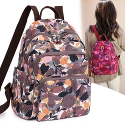 Fashion Women Backpack Girls Nylon School Bag Durable Female Knapsack Travel Ladies Daypack Printing Flower Rucksack