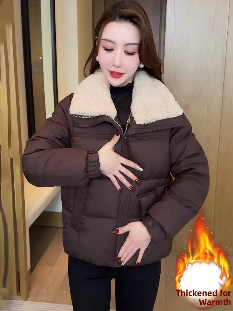 Thiened algodón acolchado Jaet mujer invierno nuevo Sle suelto adelgazante sensación de gama alta Thiened cuello de piel abrigo ort