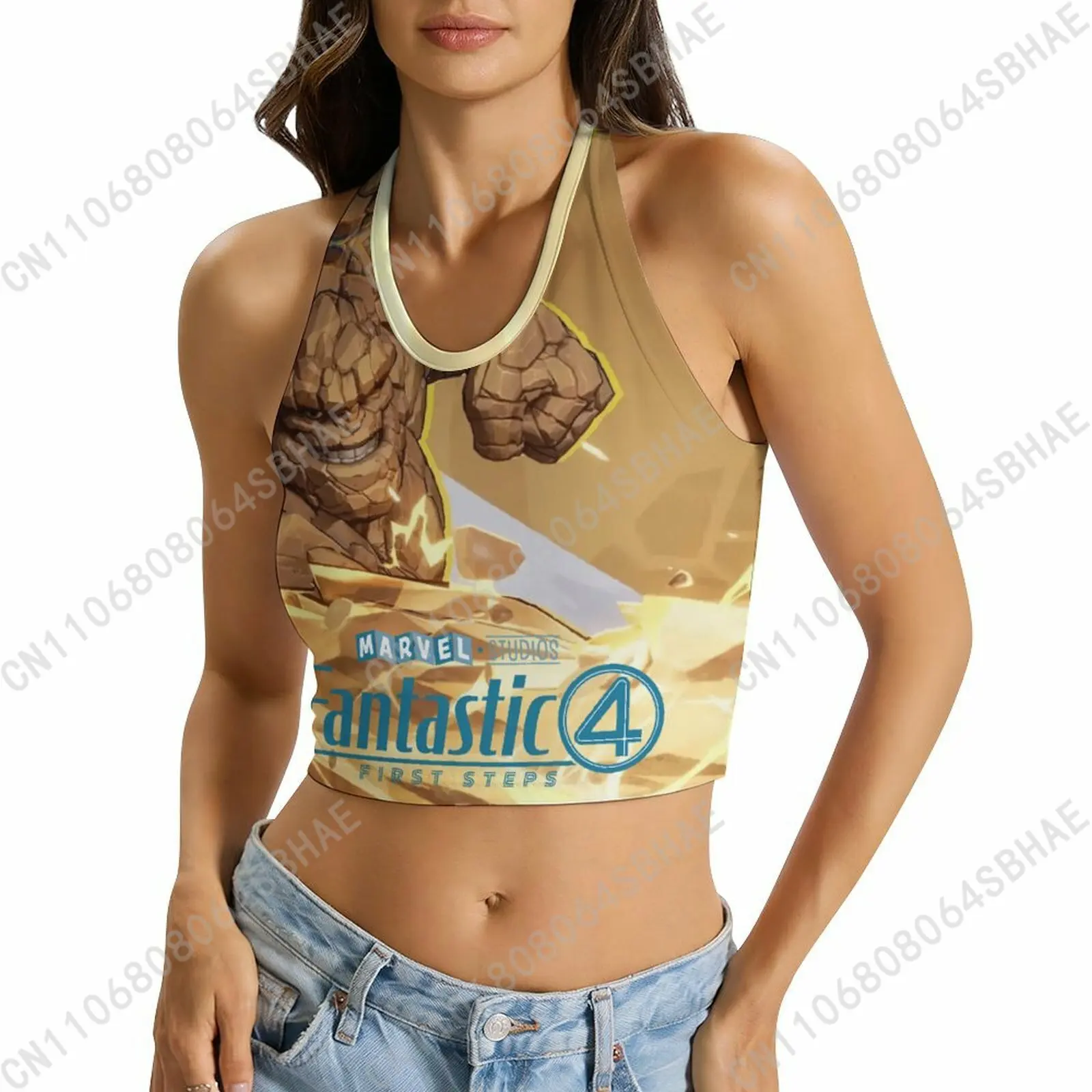 

Marvel Things Custom Photo Women's Halter Top Personalized Picture Tie Back Cami Upload Your Gift Wife Girlfriend Cosplay