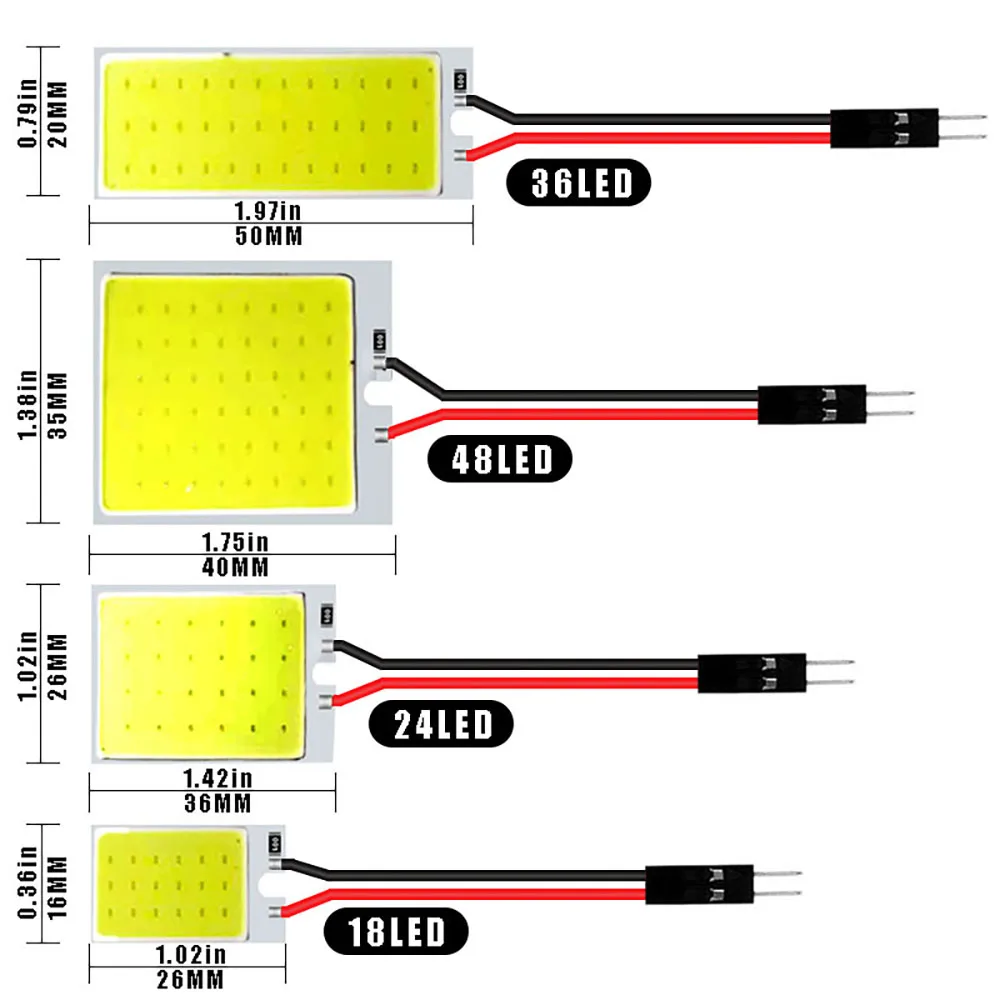 2Pcs C5W LED Bulb C10W Festoon 31mm 36mm 39mm 42mm T10 W5W LED Light COB 12V 6500K White Car Interior Dome Reading Trunk Lamps