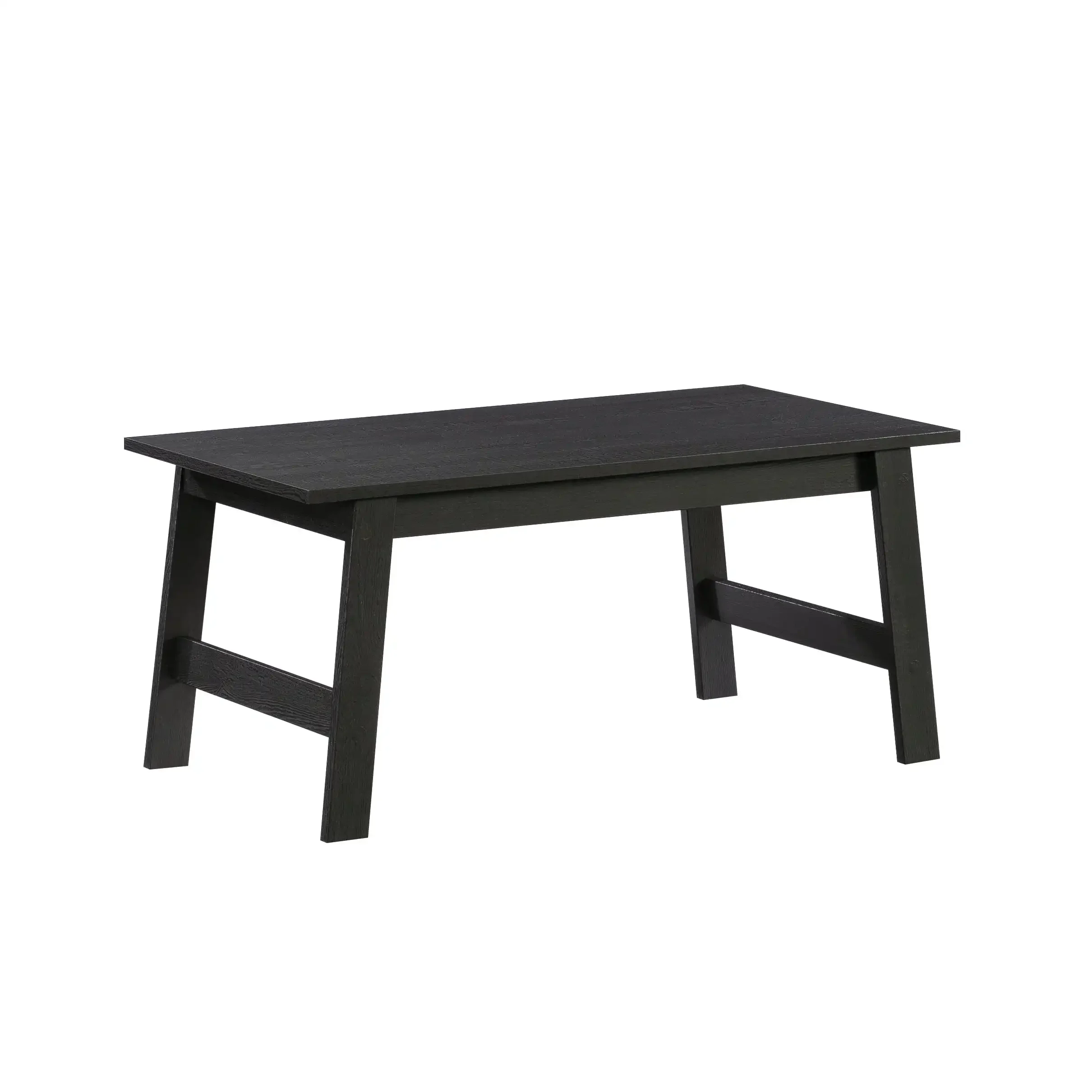 Modern Rectangle Coffee Table Black Wood, Sturdy Sofa Table for Living Room, Farmhouse & Apartment Style Decor Piece