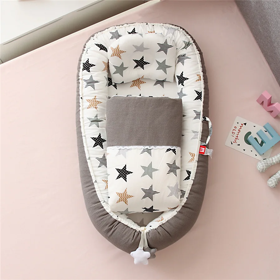 Pure Cotton Baby Crib, Newborn Biomimetic Bed, Portable, Detachable, Washable, Foldable, Safe and Comfortable