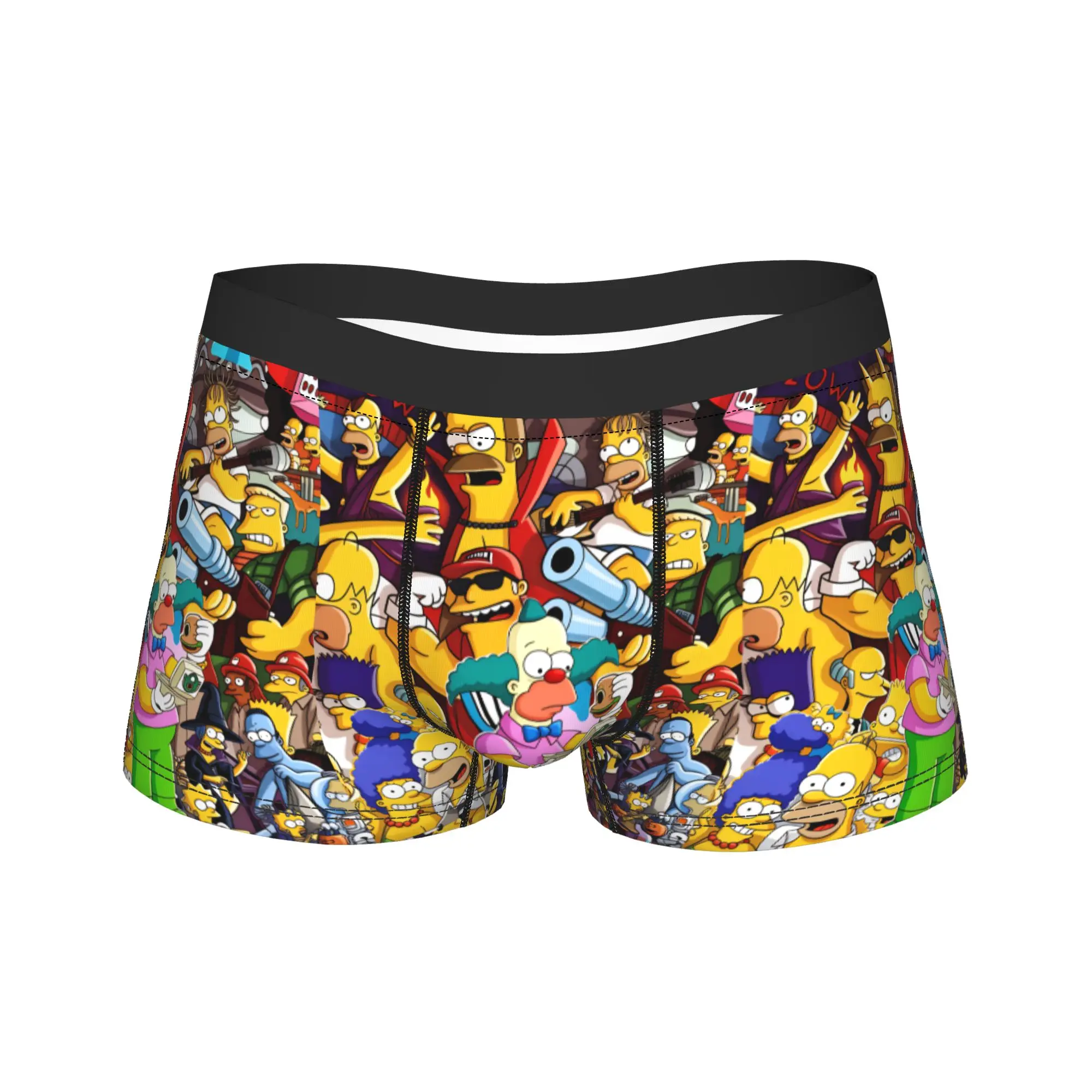 Fun Cartoon S-Simpsons Characters Collection Underwear Soft Trend Panties Boxer Brief For Males 3D Pouch Plus Size Boxershorts