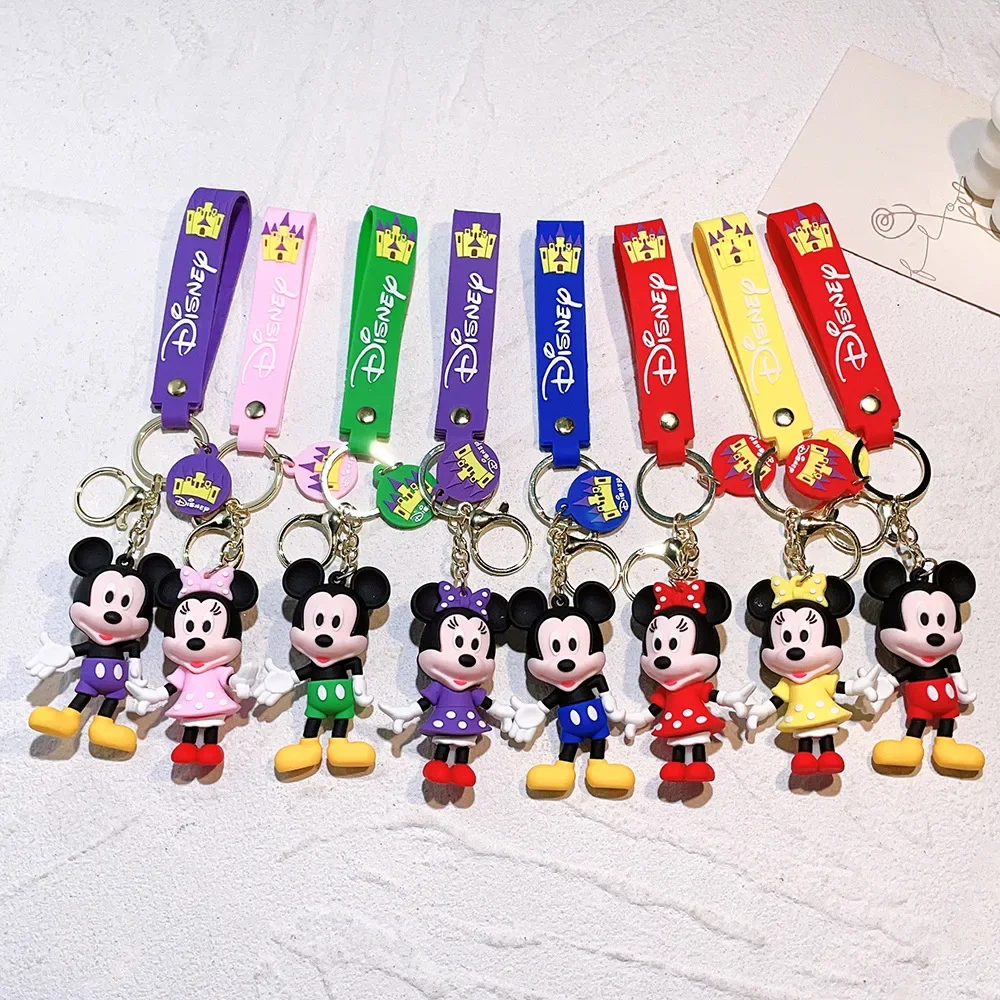 Anime Mickey Minnie Figure Keychain Cute Couple Bag Pendant Mickey Mouse Kawaii Key Chain Jewelry for Women Toy Kid\'s Xmas Gifts