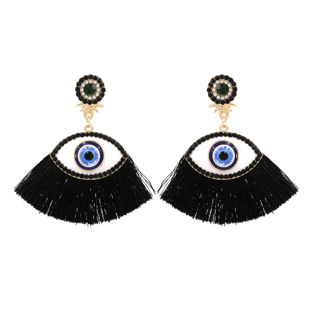 New Fashion Tassel Eye Earrings Diamond Street Shooting Devil's Eye Earrings Pendant Popular Earrings Women
