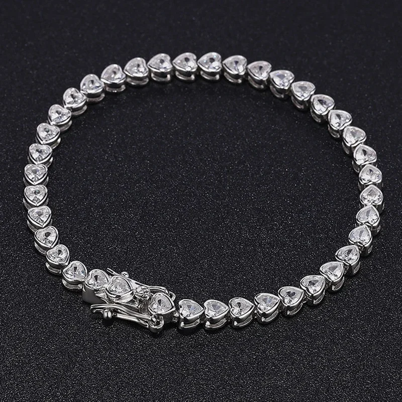 100% 925 Sterling Silver 5A Zircon Bracelets for Women Lucky Bubble Bangles Lover Hand Chain Wedding Birthday Party Gift Jewelry