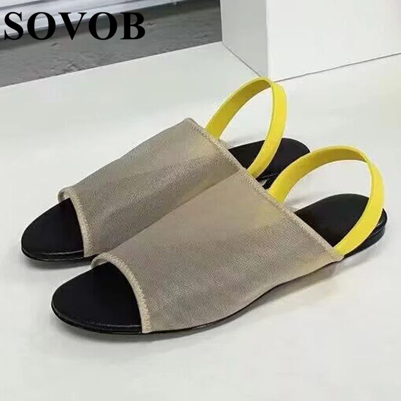 

Summer Mesh Hollow Out Open Toed Sandals Women Simple Flat Heel Back Strap Gladiator Sandalias Outdoor Vacation Beach Shoes