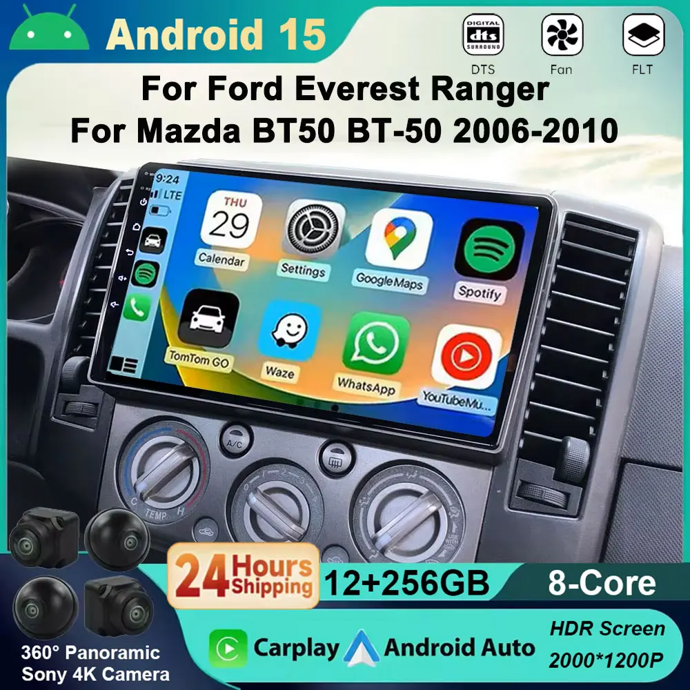 

Android 15 Carplay 4G 2 Din Car Multimedia Player for Mazda BT50 BT-50 2006-2011 Navigation GPS AutoRadio Stereo DSP 4G BT SWC