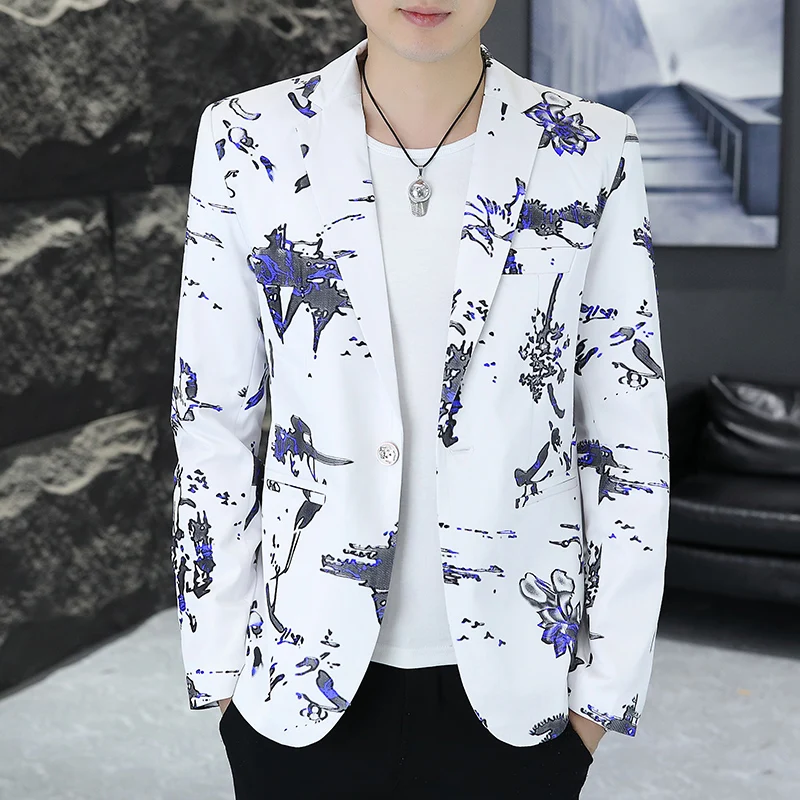 

Spring and autumn small suit Korean-style slimming non-mainstream individual coat, youth individual printed small suit trendy to