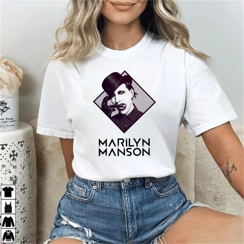 Marilyn Manson shirt female gothic vintage goth alternative  clearance sales t shirt Retro cheap 80s