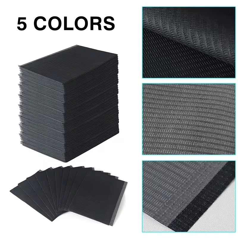 

125PCS Black Dental Bibs Disposable Dentist Bibs Ply Waterproof Dental Bib Tray Cover and Nail Table Cover Supplies