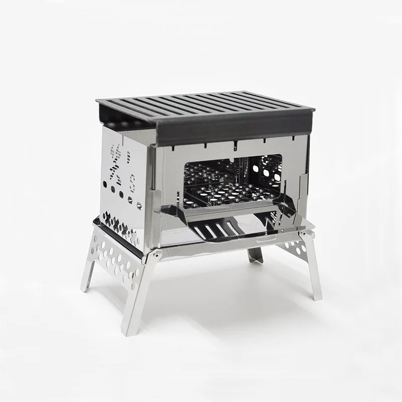 

Barbecue Grill Outdoor Folding Portable Mini Firewood Stove Ultra Light Camp Campfire Rack