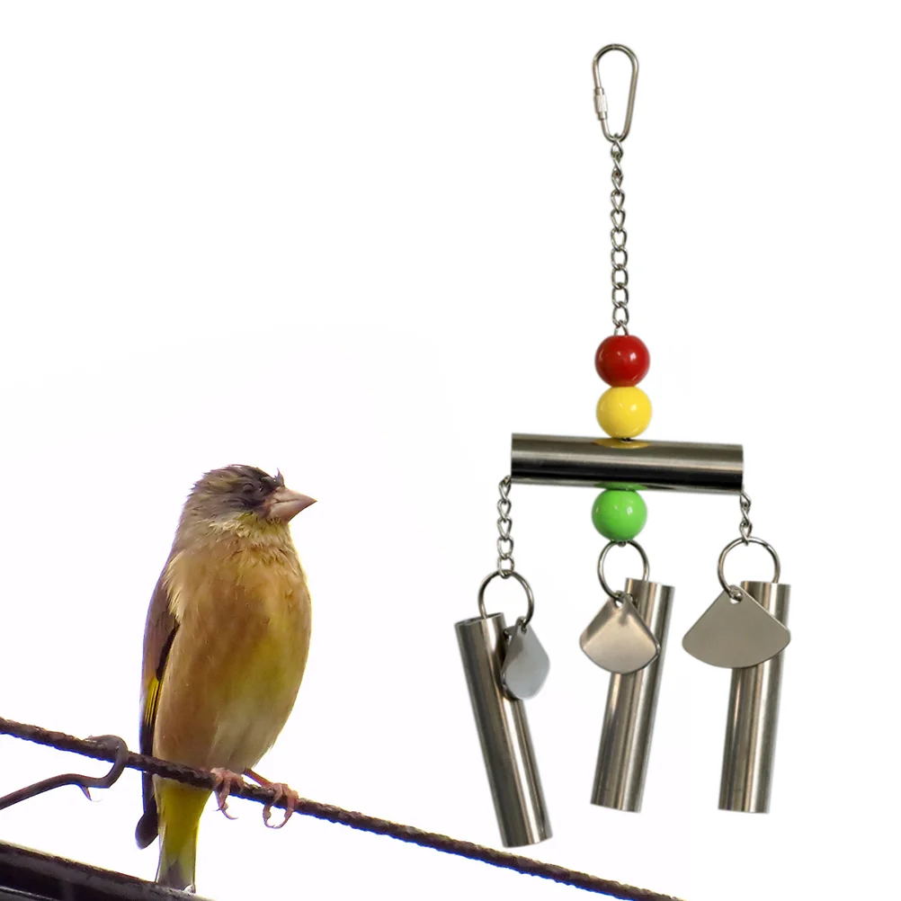 Stainless Steel Bell Bird Toy for Medium and Large Sized Parrot and Squirrel (Random Beads Color)