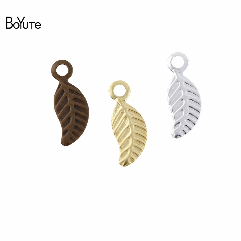 BoYuTe (1000 pieces/lot) 3*9MM Metal Brass Stamping Leaf Charms for Jewelry Making Diy Accessories Wholesale