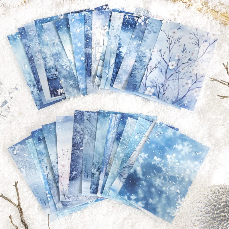 Mr. Paper, Winter Snow Theme Landscape Decoration Material Stickers DIY Scrapbook Diary Notebook Phone Case Handmade Material