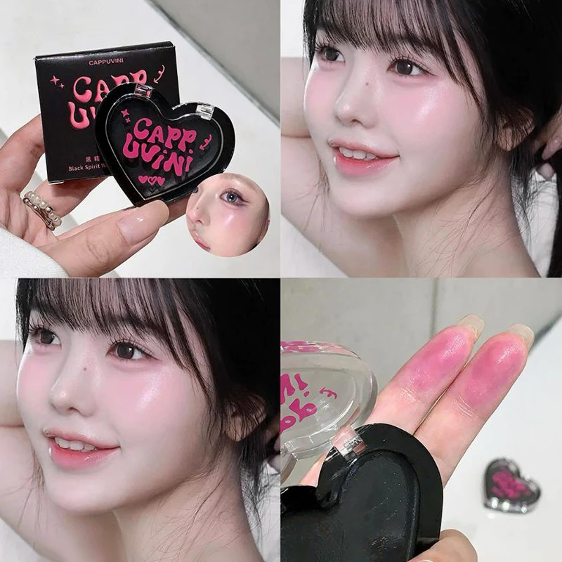 الحب شكل كابوفيني أحمر الخدود الأسود تغيير أحمر الخدود الخد تينت كريستال ترطيب الورد أحمر الخدود شفافة تشانغ جل روج كريم