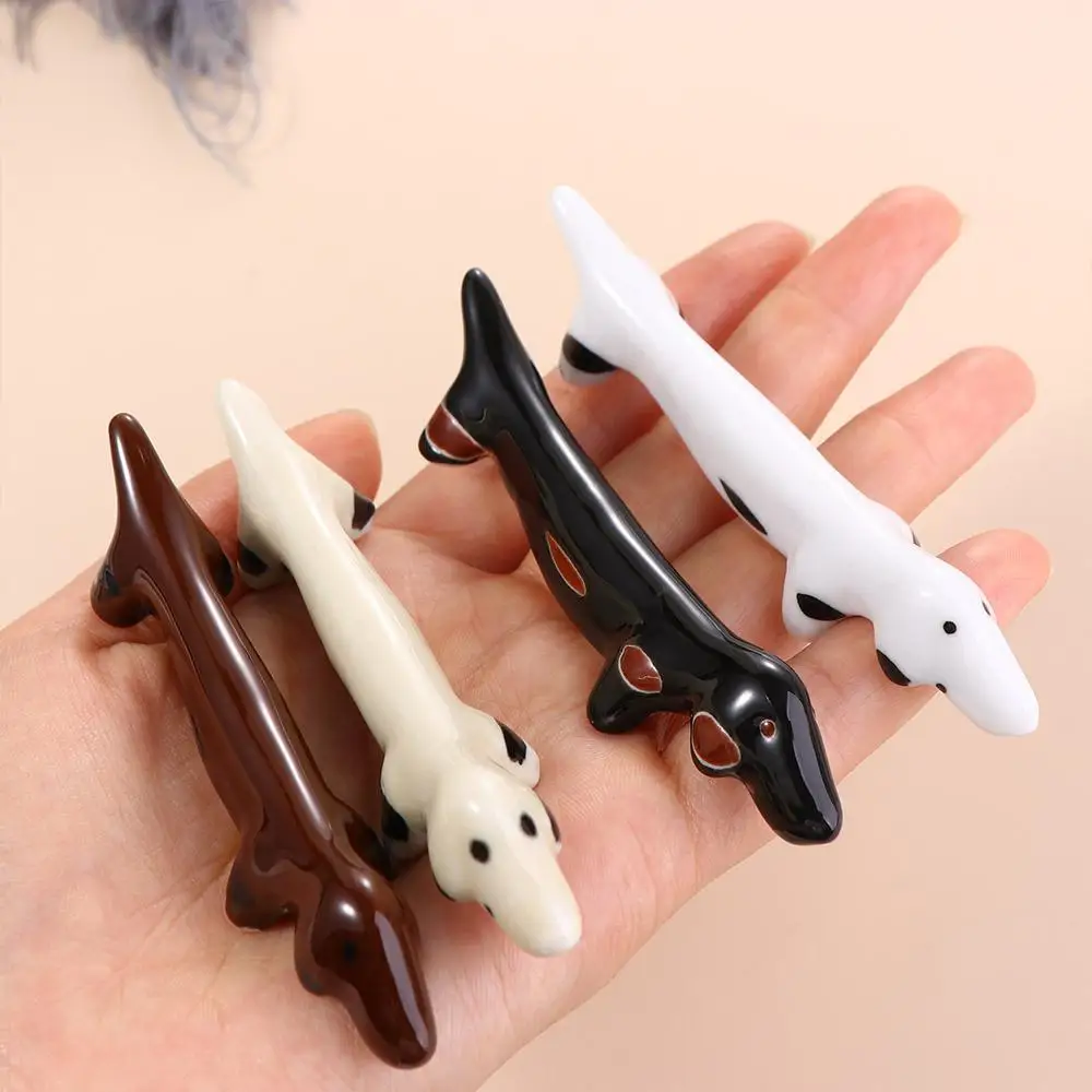 1/4Pcs Retro Ceramic Dachshund Dog Chopsticks Holder Puppy Shaped Japanese-style Spoon Fork Rack Chopstick Rest Dinnerware Stand