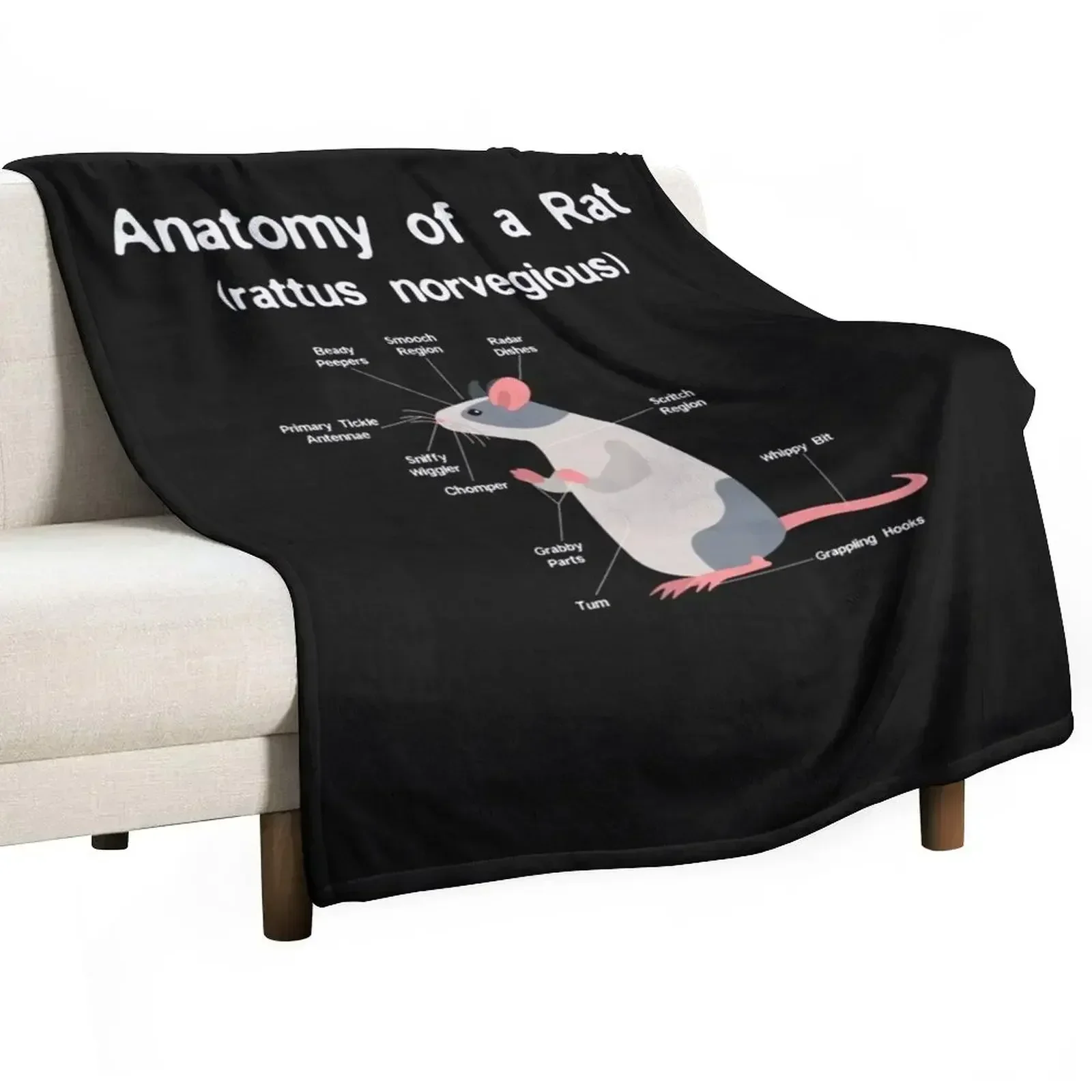 Anatomy of Pet Rat print - Funny Rat Rodent Pet product Throw Blanket For Baby Warm Plush Blankets