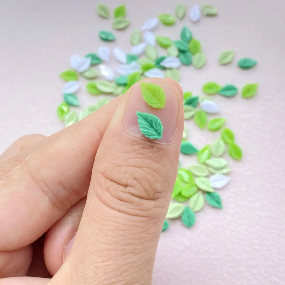 200Pcs New Cute Resin Mini Small Leaves Flatback Jewelry Making Manicure Hairwear Accessories