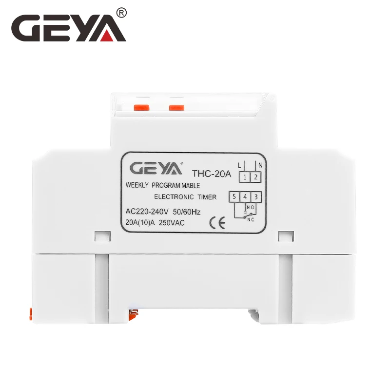 GEYA Din Rail DC Timer Switch 16A 20A 30A Weekly Programmable LCD Digital Timer Switch 12V 24V 110V 220V Timers