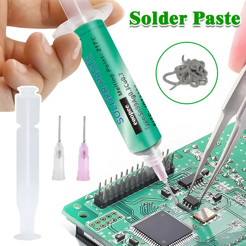 Pasta de Solda Sem Chumbo Sn99Ag0.3Cu0.7 para Alta Temperatura em Tubo Aplicador para Reparo de SMT PCB BGA, Conectores USB de Celular e Soldagem de LEDs