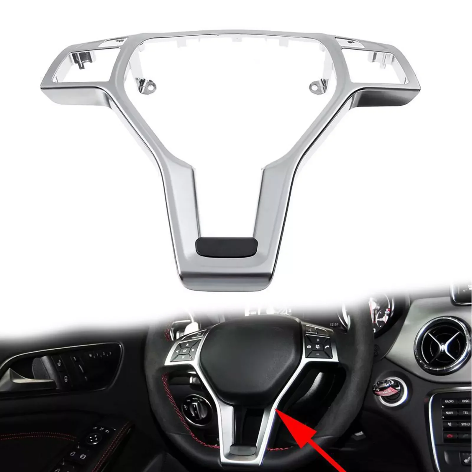 

Car Steering Wheel Chrome Panel Cover Trim For Mercedes Benz AMG A B C E GLK GLA CLA CLS Class W176 W246 W204 W212 W156 W117