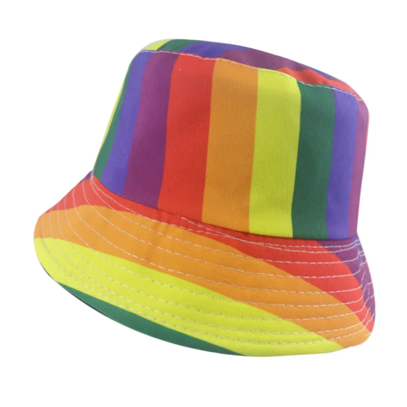 2022 Striped Fishing Brand Casual Bucket Hat Men Women Outdoor Beach Fishing  Bonnie Hats Fashion Rainbow Fisherman Cap