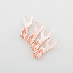 8pcs Solid Copper Spade Plug Speaker Cable Wire Connector HiFi