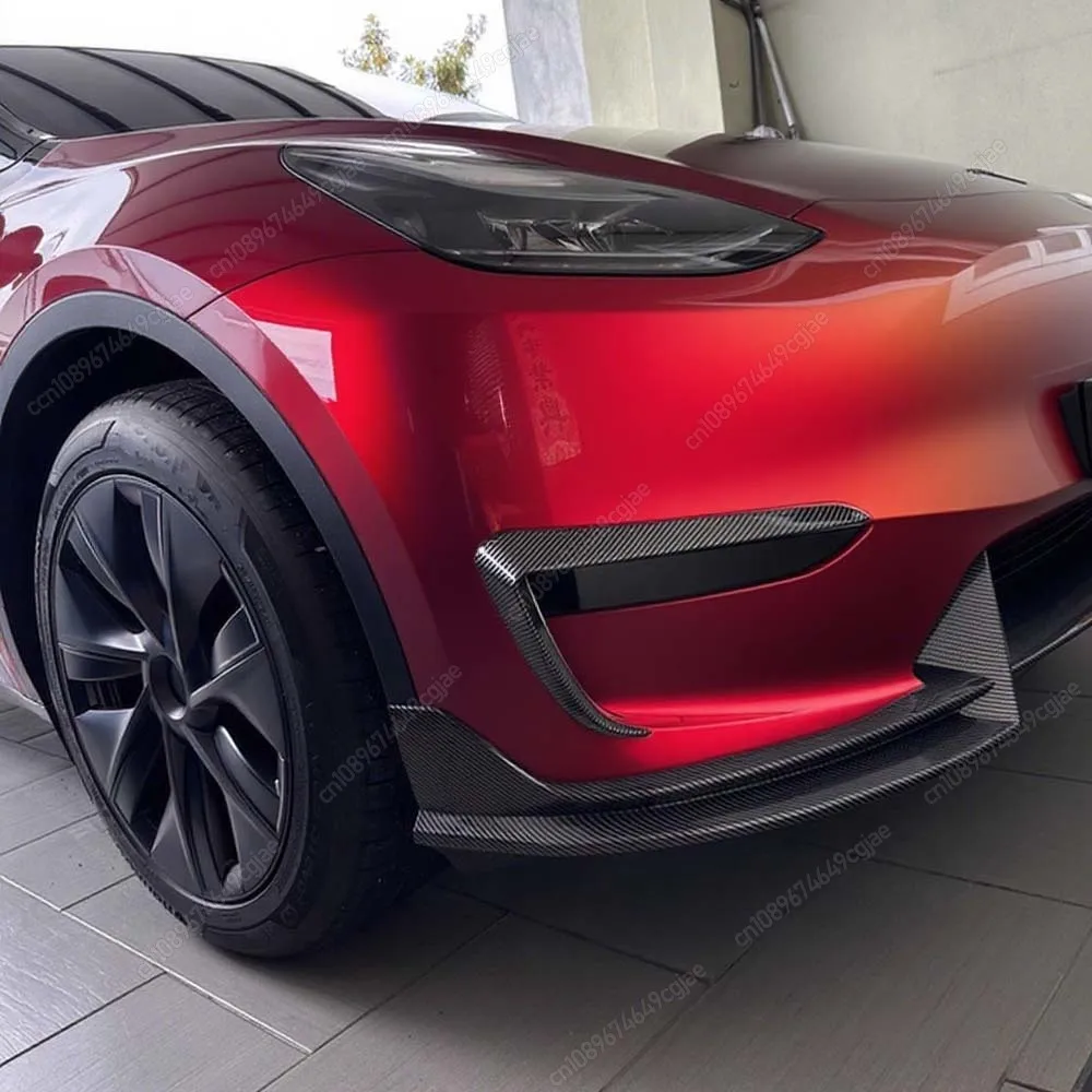 ل تسلا نموذج Y 2020-2024 مصابيح شفرة الكسوة المفسد سكين الرياح لمعان الأسود ABS الجسم أطقم ضبط 2 قطعة سيارة الجبهة الضباب غطاء خفيف