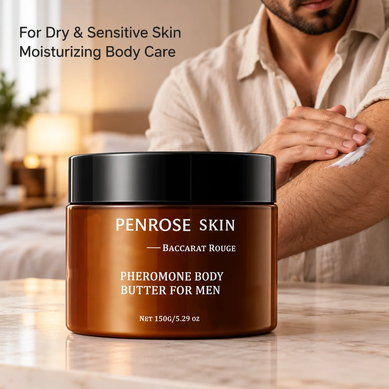 150g Men's Body Moisturizer, Fragrant Body Butter with a Non Greasy Feel for Long Lasting Moisture and Everyday Body Skin Care